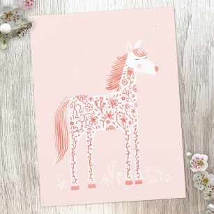Postal Magnífico Unicornio Rubor Pink
