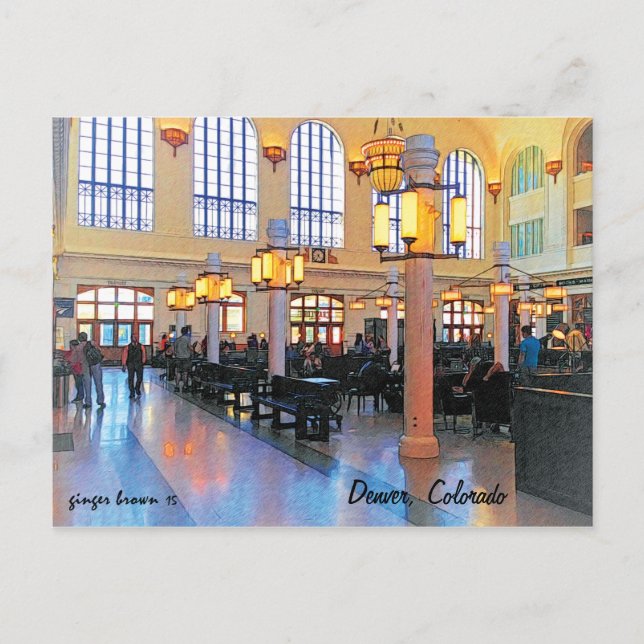 Postal Magnífico Vestíbulo Remolcado, Estación de Unión,  (Anverso)