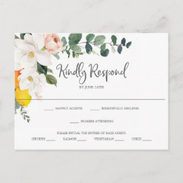 Postal Magnolia Citrus Boda Floral RSVP Postcard