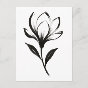 Postal Magnolia de estilo de tinta: diseño floral elegant