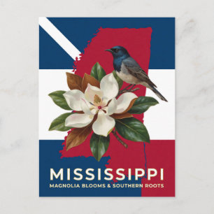 Postal Magnolia de Mississippi y patrimonio floral del es