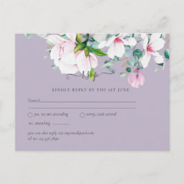 Postal Magnolias Rosadas Eucalipto Lavanda Boda rsvp