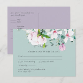 Postal Magnolias rosadas Lavanda Eucalyptus Wedding rsvp