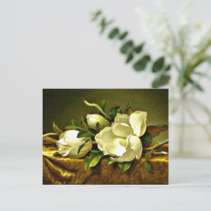 Postal Magnolias sobre tela de terciopelo dorado