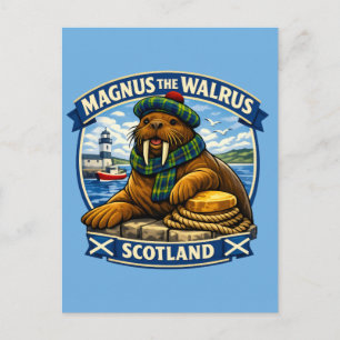 Postal Magnus la morsa escocesa amante de la costa de Esc