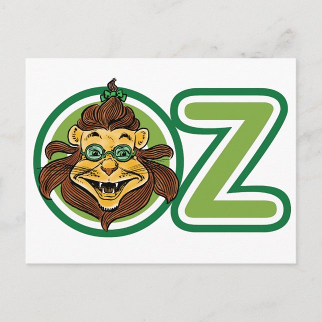 Postal Mago de la cosecha de Oz, León en la letra O (Anverso)