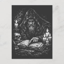 Postal Mago estudiando el grimorio — por BurnsInHell