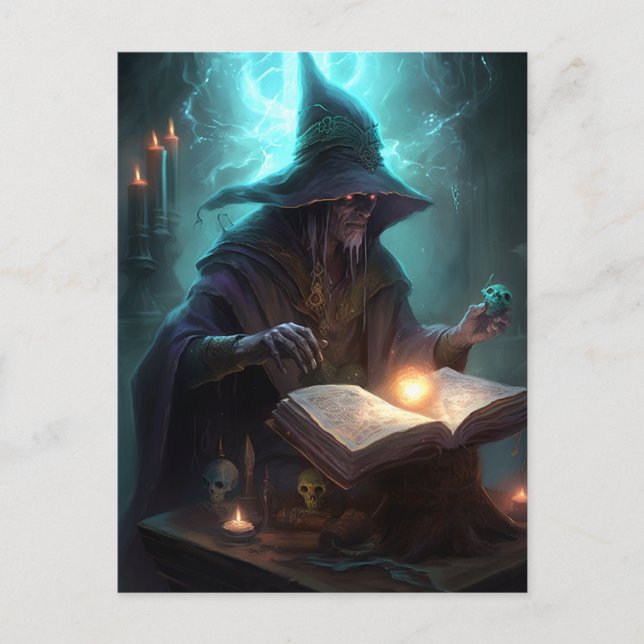 Postal Mago oscuro malvado maga arte de fantasía mágico (Anverso)