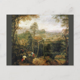 Postal Magpie en la horca por Pieter Bruegel