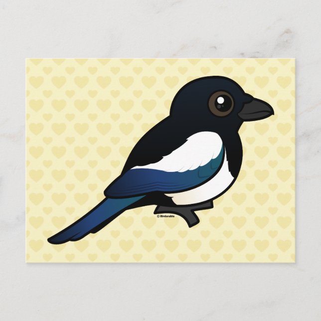 Postal Magpie Euroasiático Birdorable (Anverso)