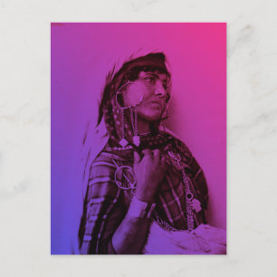 Postal Magreb Rojo Rosa Mujer Chica Tradicional Tunecina 