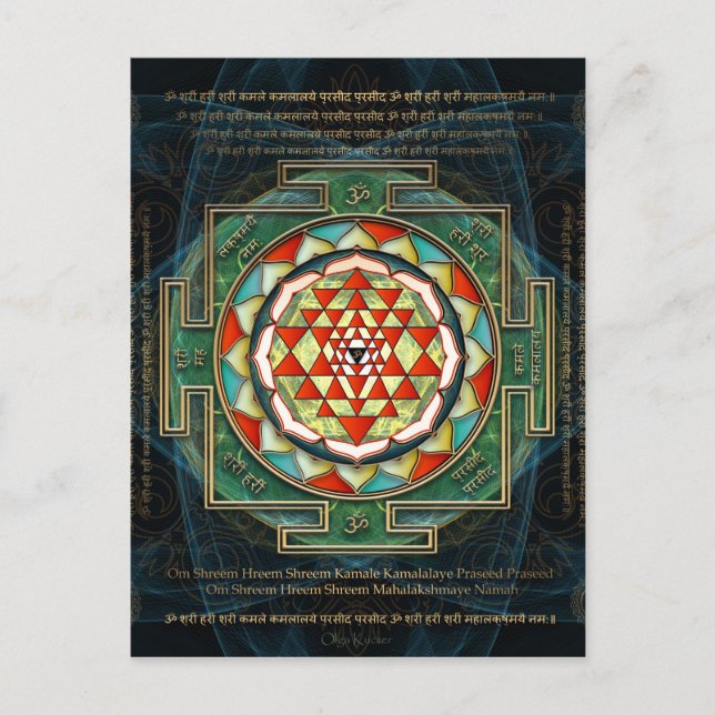 Postal Maha Lakshmi Mantra y Shri Yantra (Anverso)
