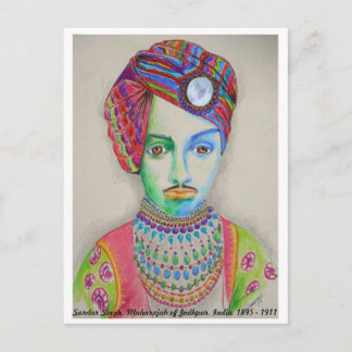Postal Maharajah indio de 1900, arte original