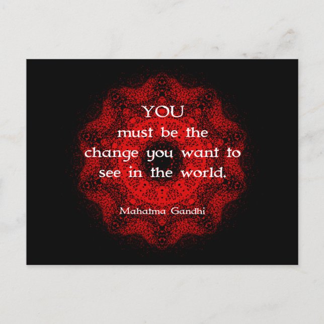 Postal Mahatma Gandhi Sabiduría diciendo sobre la acción (Anverso)