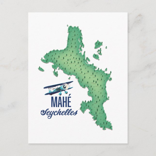Postal Mahé, Seychelles Mapa antiguo (Anverso)