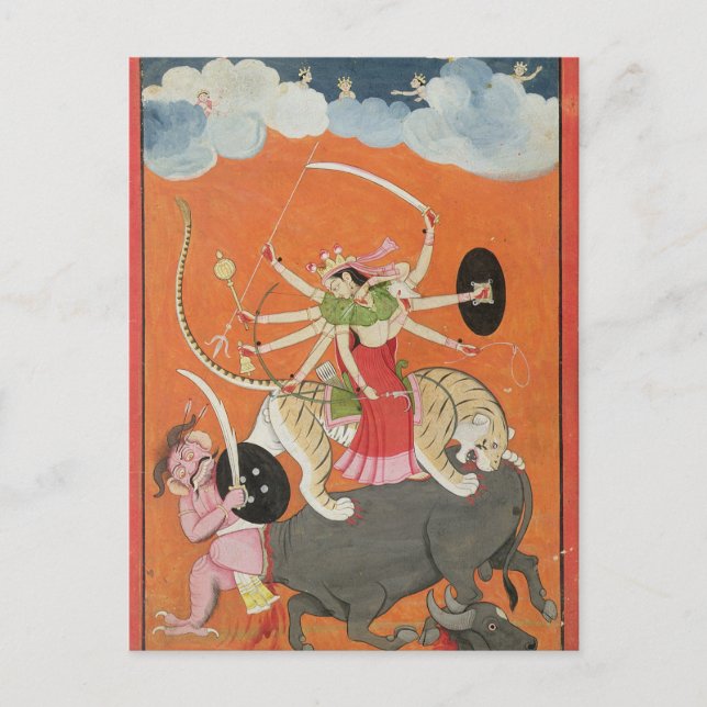 Postal 'Mahishtesamardini', de la 'Devimahatmya de Mamáes (Anverso)