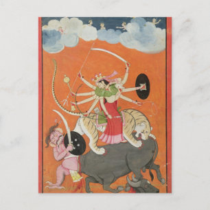 Postal 'Mahishtesamardini', de la 'Devimahatmya de Mamáes