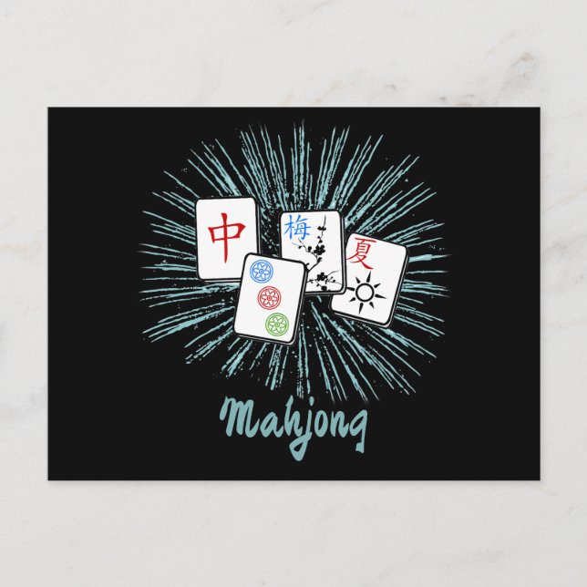 Postal Mahjong Tiles Blue Starburst Custom   (Anverso)