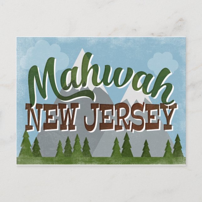 Postal Mahwah Nueva Jersey Fun Retro Snowy Mountains (Anverso)