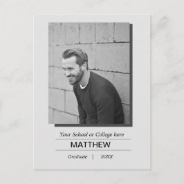 Postal MaIe Graduate Simple Black White Photo