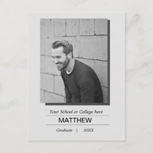 Postal MaIe Graduate Simple Black White Photo