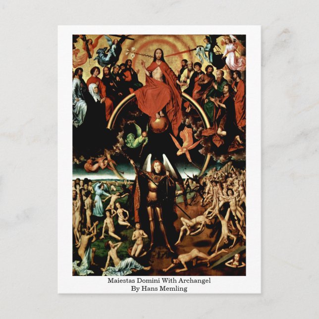 Postal Maiestas Domini Con Arcángel De Hans Memling (Anverso)