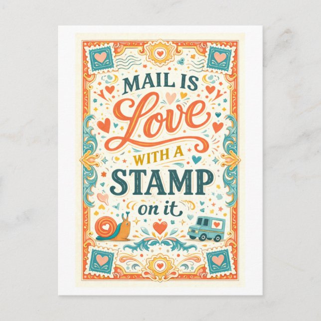Postal "Mail Is Love with a Stamp on It" (Anverso)