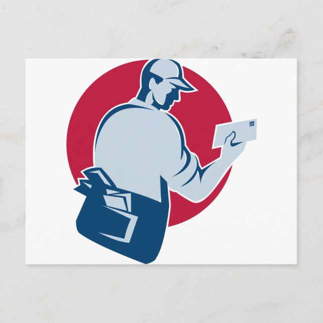Postal mailman postman envía retro de sobre de correo (Anverso)