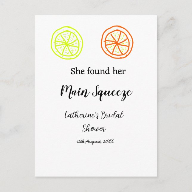 Postal Main Squeeze limón cítrico despedida de soltera añ (Anverso)
