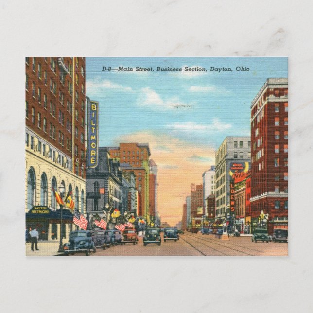 Postal Main St., Dayton, Ohio Vintage (Anverso)