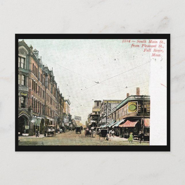 Postal Main St., Fall River, Massachusetts 1908 Vintage (Anverso)
