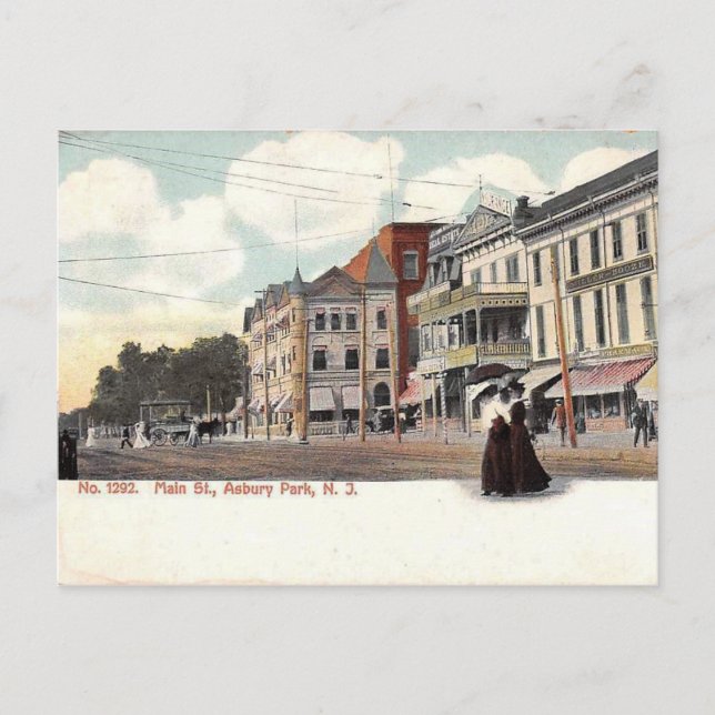 Postal Main Street, Asbury Park, NJ Vintage (Anverso)