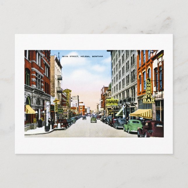 Postal Main Street, Helena, Montana Vintage Greetings (Anverso)