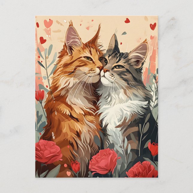 Postal Maine Coon El día de San Valentín (Anverso)