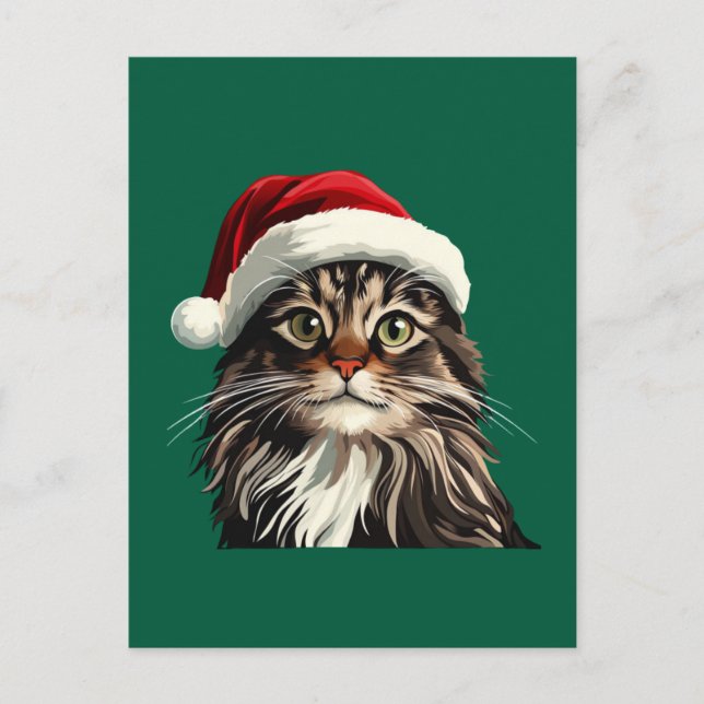 Postal Maine coon, NAVIDADES, gatito, regalos de gatito (Anverso)