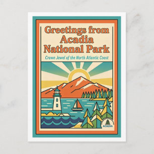 Postal MAINE Parque Nacional Acadia Retro