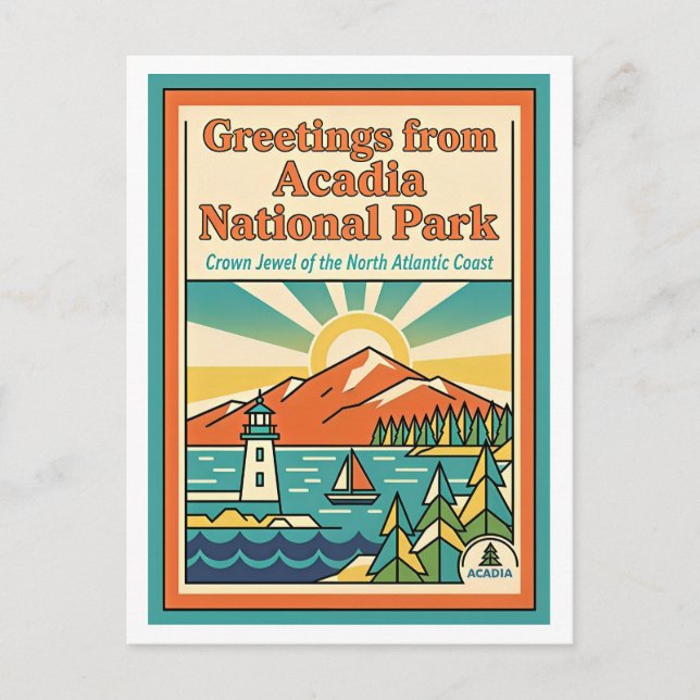 Postal MAINE Parque Nacional Acadia Retro (Anverso)