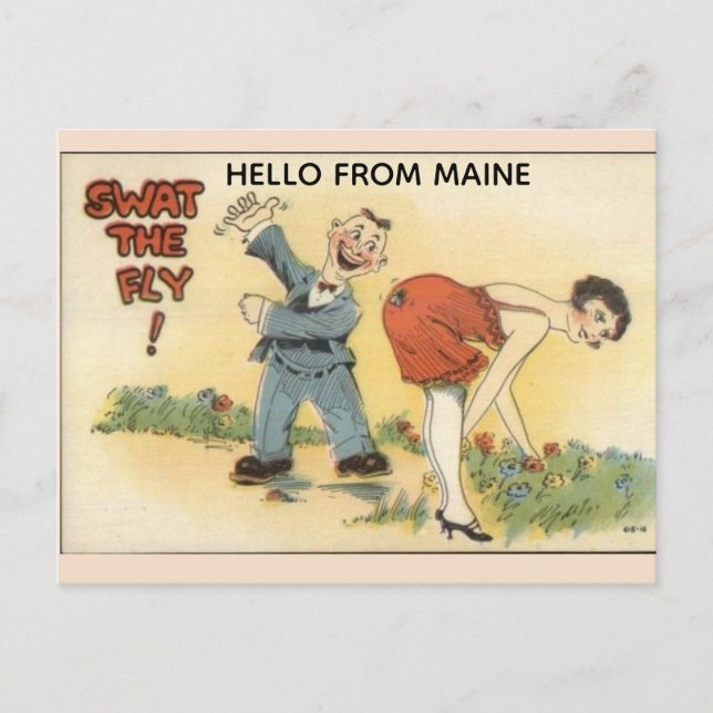 POSTAL MAINE RETRO FUNNY POSTCARD (Anverso)