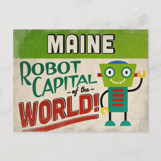 Postal Maine Robot - Gracioso Vintage (Anverso)