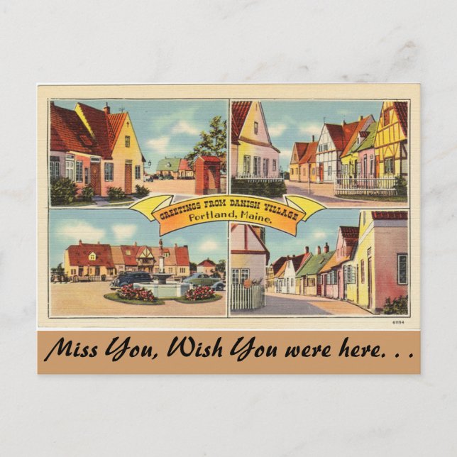 Postal Maine, saludos de aldea danesa (Anverso)