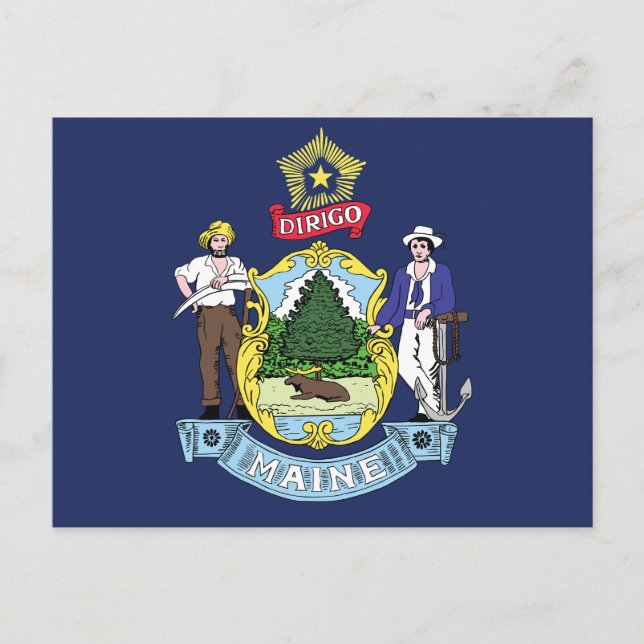 Postal Maine State Flag Pine Tree State Seal & Moose (Anverso)