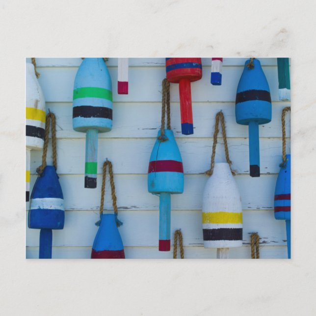 Postal Maine, Stonington, boyas decorativas de langosta (Anverso)