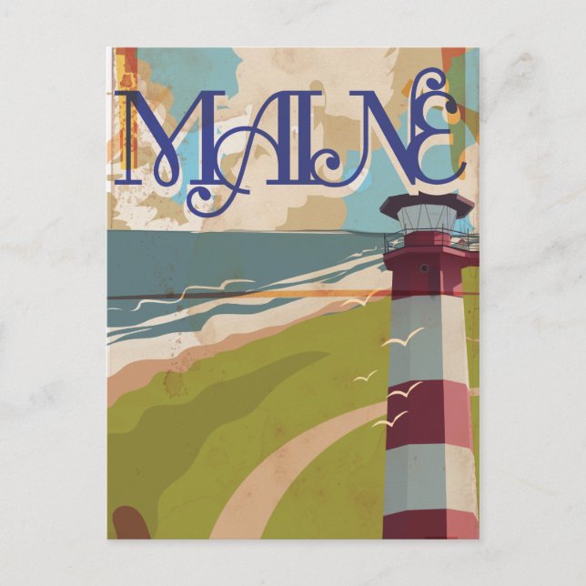 Postal Maine Vintage Travel Poster (Anverso)