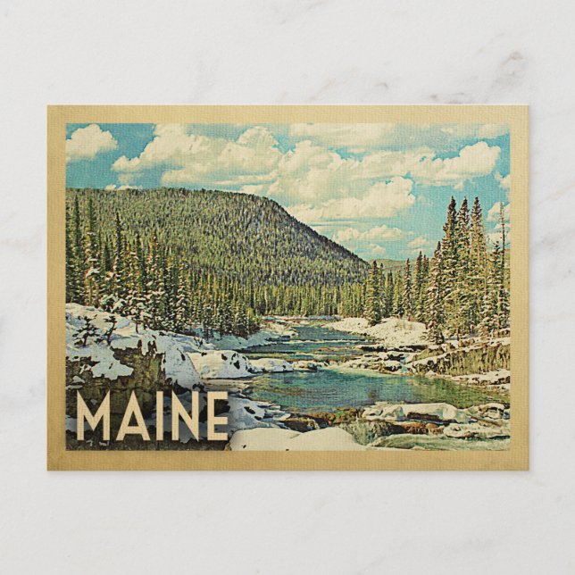 Postal Maine Vintage Travel Snowy Winter Nature (Anverso)