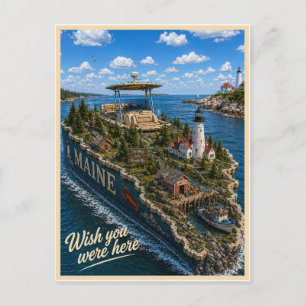 Postal Maine Wish You Were Here Serie del Estado