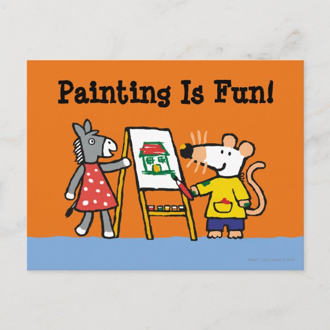 Postal Maisy y Dotty Paint en el preescolar (Anverso)