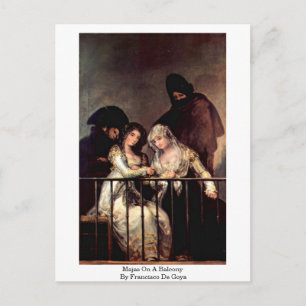 Postal Majas En Un Balcón Por Francisco De Goya