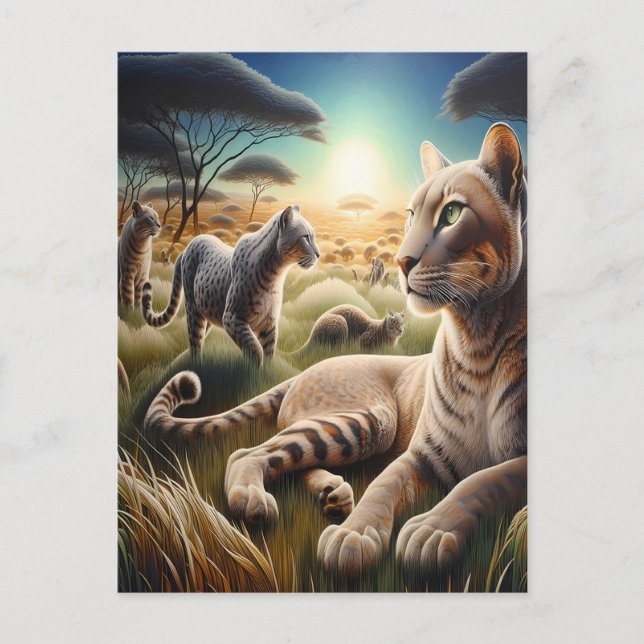 Postal Majestad iluminada por la luna: Wolf Atop Mountain (Anverso)