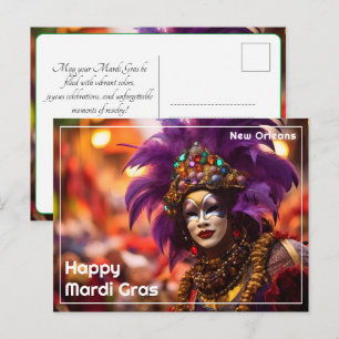 Postal 💚💜💛Majestad Púrpura: Elegancia de Mardi Gras