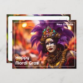 Postal 💚 💜 💛 Majestad Púrpura: Elegancia del Mardi Gra